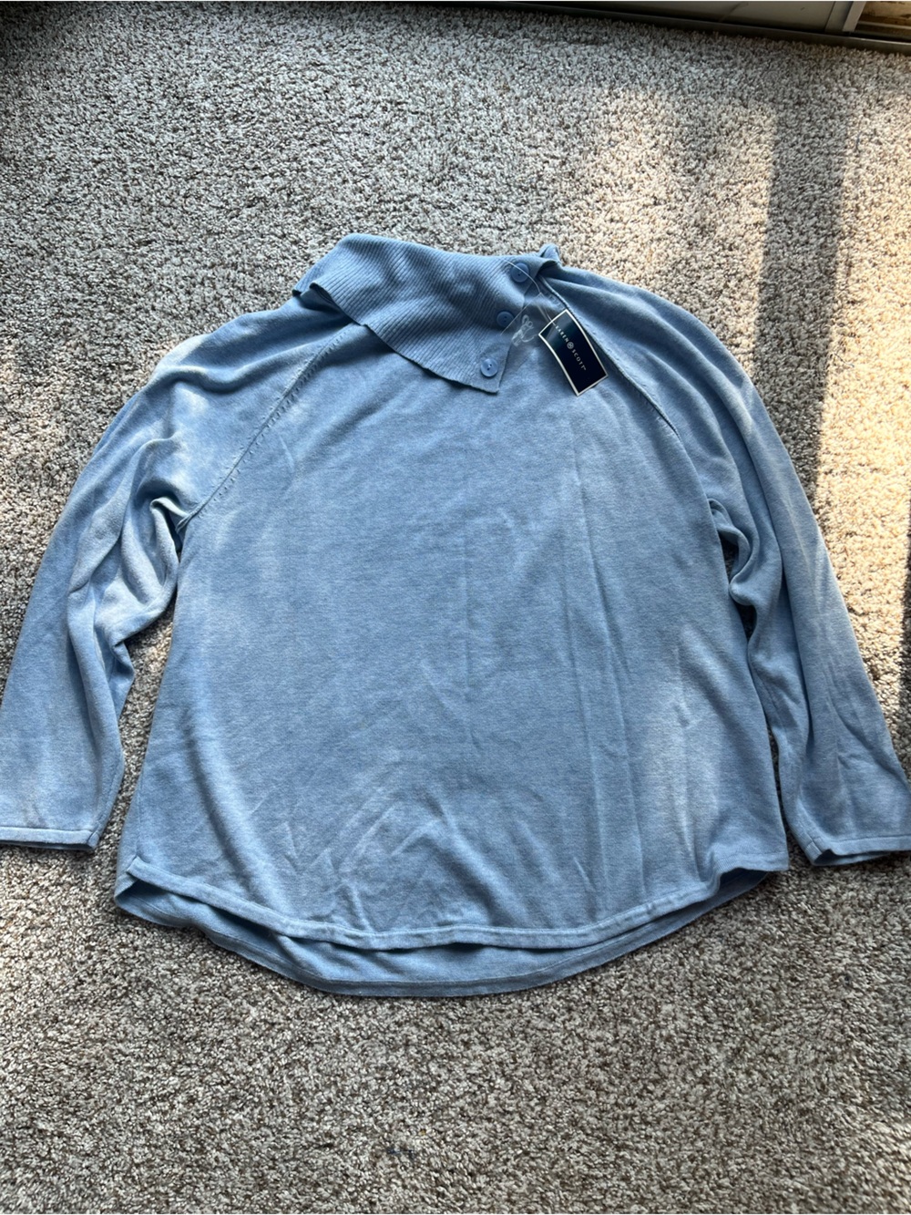 Karen Scott Light Blue Cowl Neck Pullover Sweater